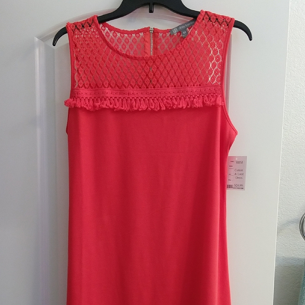 Daisy Fuentes tank dress in coral. Size M.